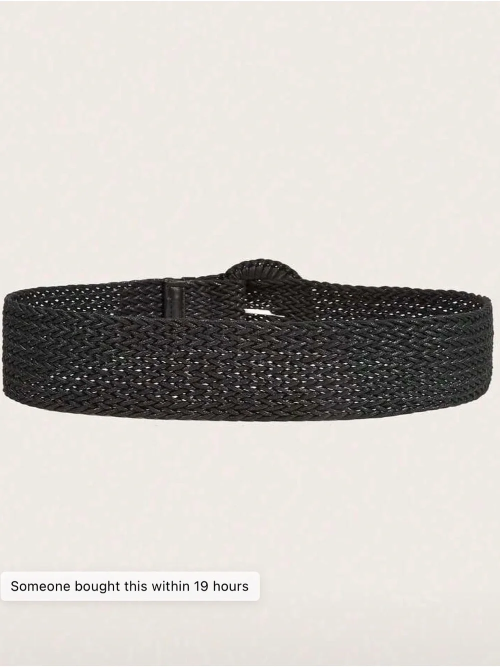 NEW Black Braided Waist Belt with Round Wrapped Buckle